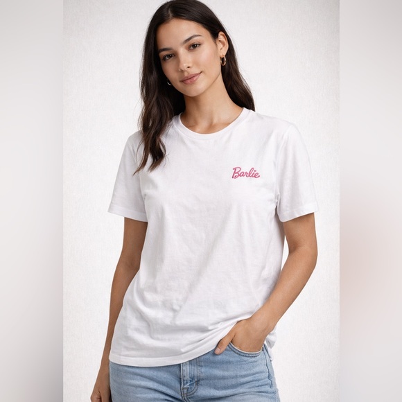 Zara Tops - Zara Barbie White T-Shirt Pink Logo Tee Barbiecore Women’s XL